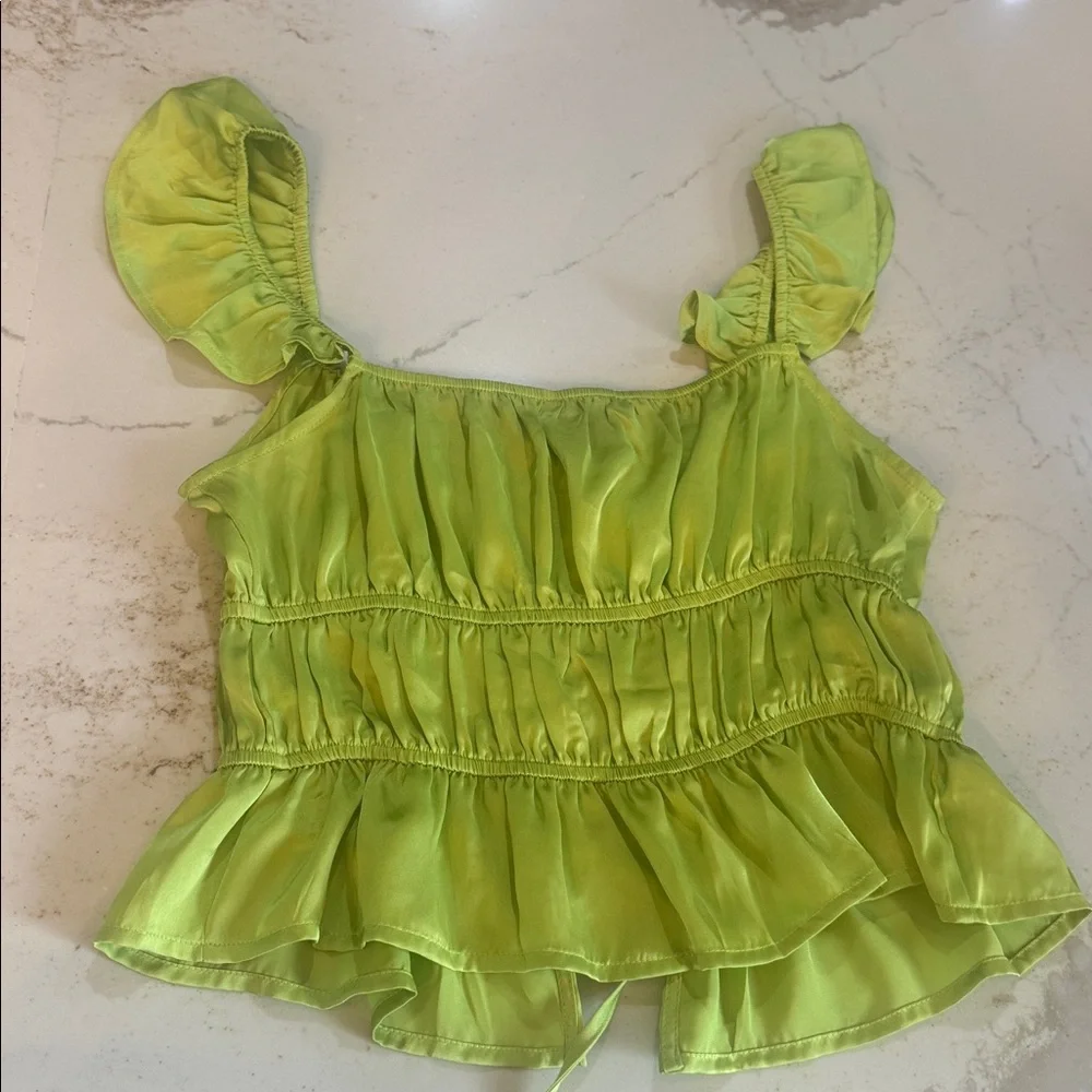 Green Ruffled Women's Top - Picture 3 of 3